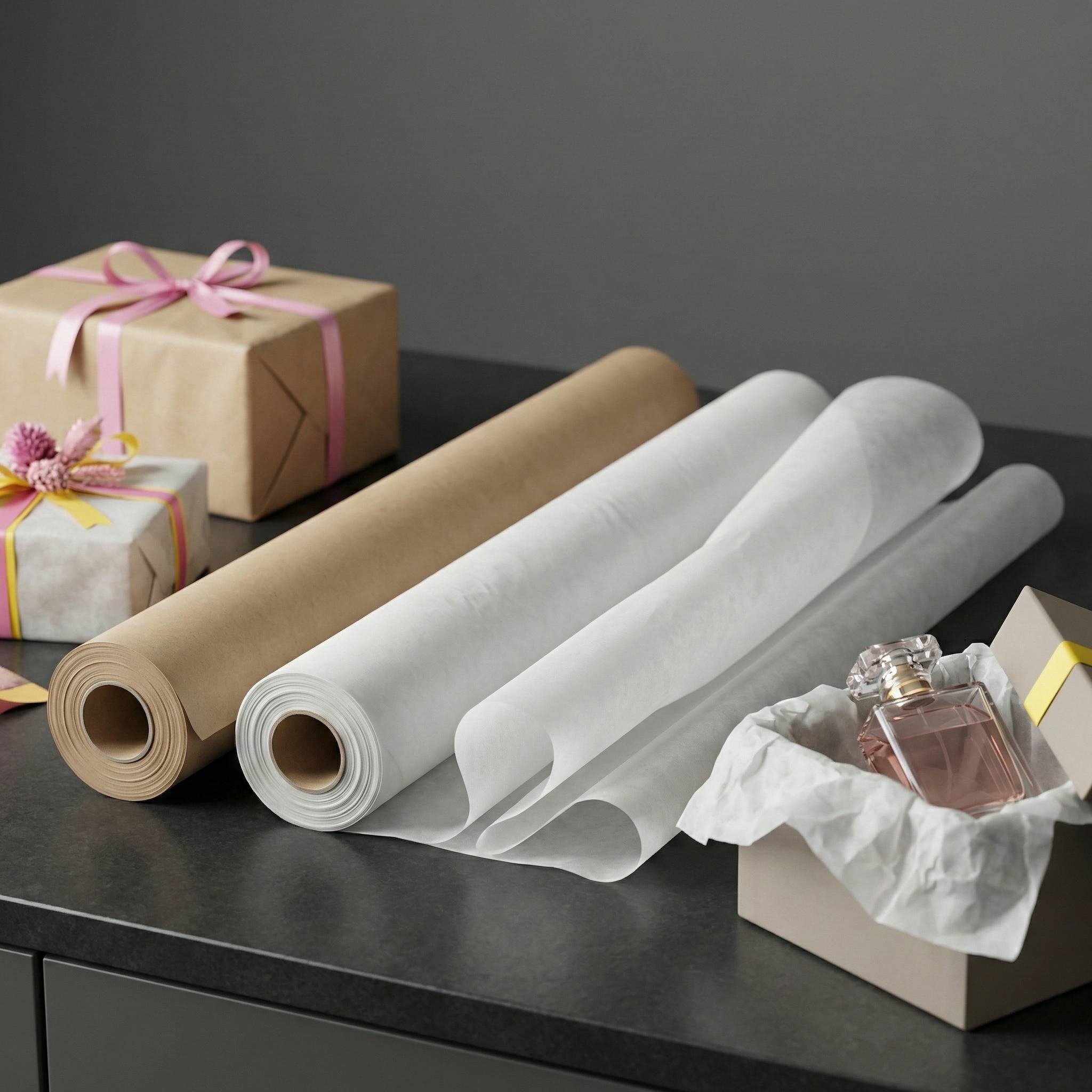 Бумага упаковочная бурая и белая