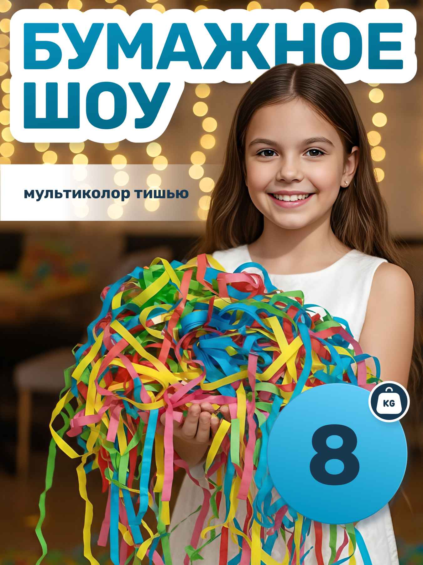 Бумага для бумажного шоу микс разноцветная тишью 8 кг