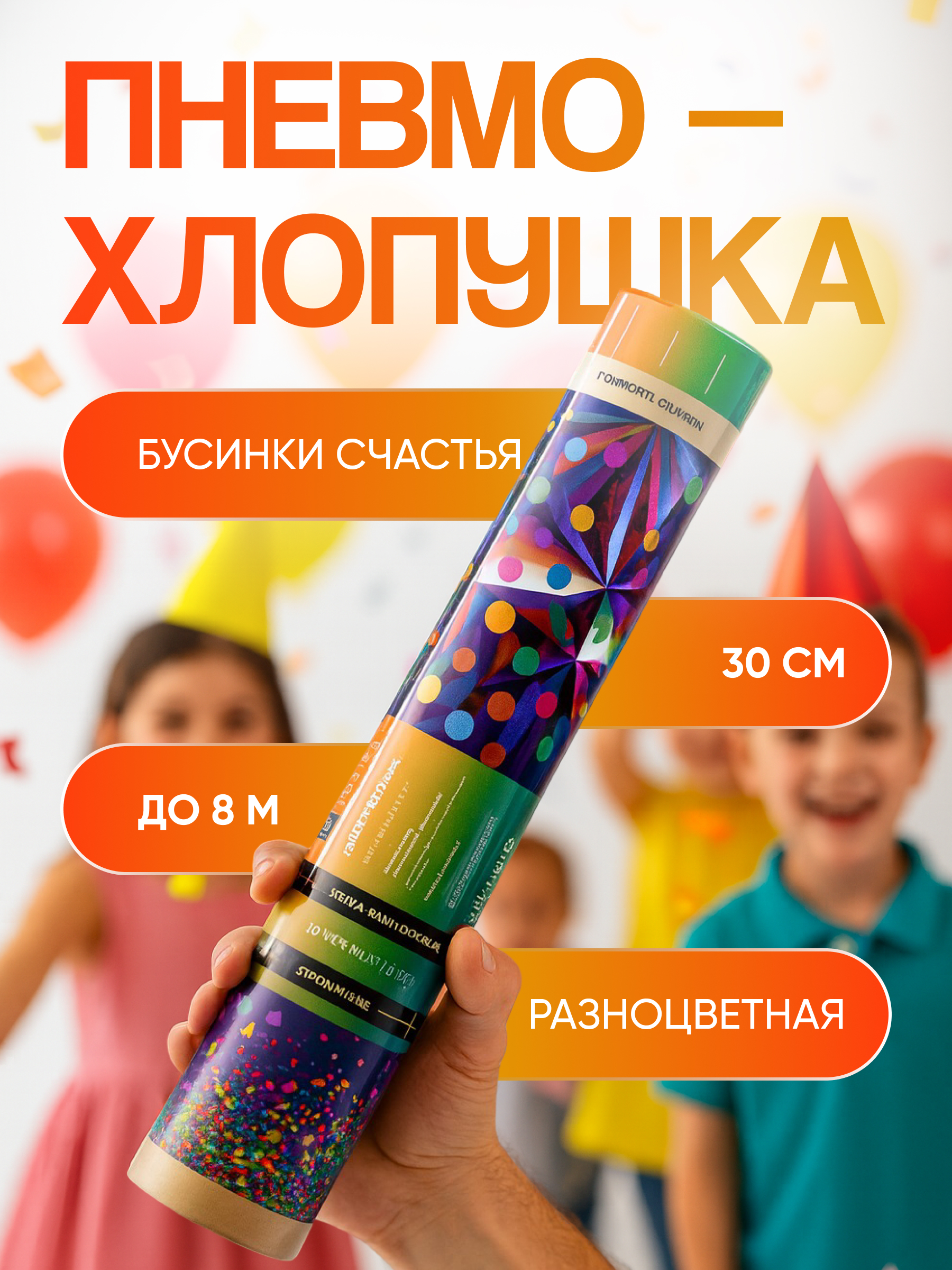 Хлопушка 30 см бусинки